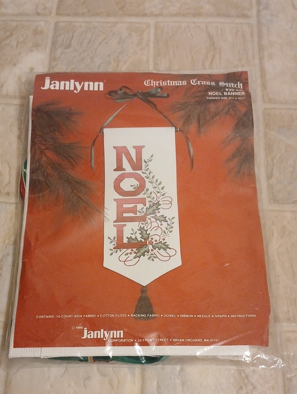 Janlynn Christmas Cross Stitch Noel Banner Kit #50-945 Hobby Craft NIP